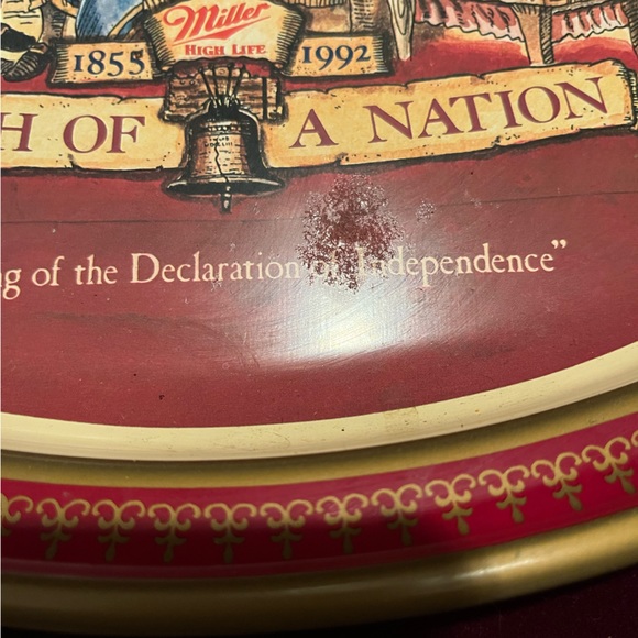 Miller Highlife Declaration of Independence Tin Platter - Picture 3 of 5